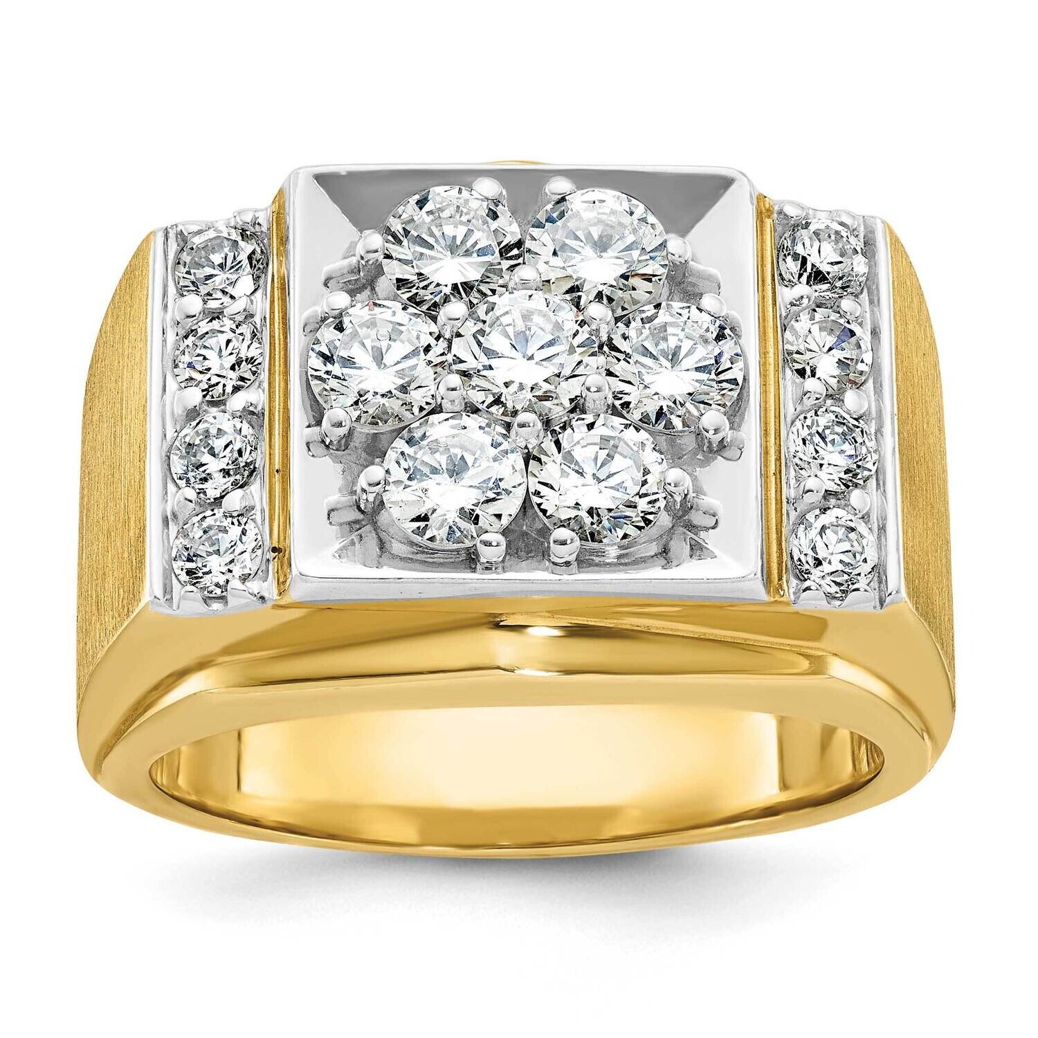 Ibgoodman Men&#39;s Polished Satin 2 Carat Aa Quality Diamond Cluster Ring 14k Two-Tone Gold B05977-4YW…