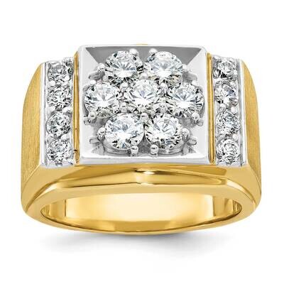 Ibgoodman Men&#39;s Polished Satin 2 Carat Aa Quality Diamond Cluster Ring 14k Two-Tone Gold B05977-4YW…
