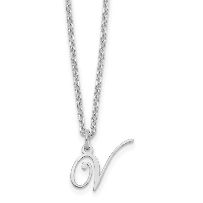 Letter V Initial Necklace Sterling Silver Rhodium-Plated XNA756SS/V