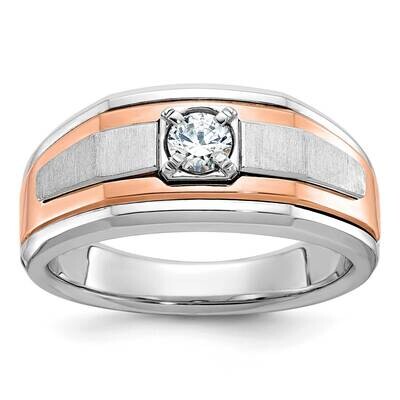 White/Rose Gold Ibgoodman Men&#39;s Satin 1/3 Carat Diamond Complete Ring 14k Two-Tone Gold B64028-4WRA…