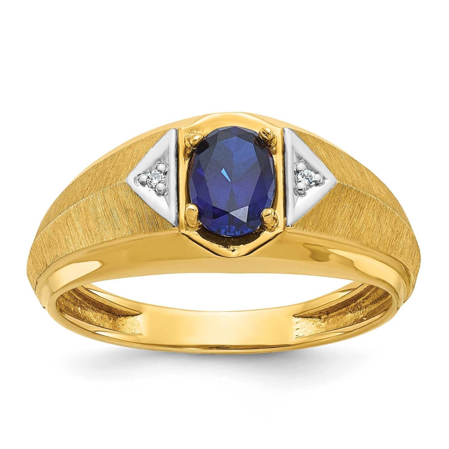 Ibgoodman Men&#39;s Created Sapphire Diamond Satin Complete Ring 14k Gold B57748-4YCS/AA by IBGoodman, …
