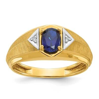 Ibgoodman Men&#39;s Created Sapphire Diamond Satin Complete Ring 14k Gold B57748-4YCS/AA by IBGoodman, …