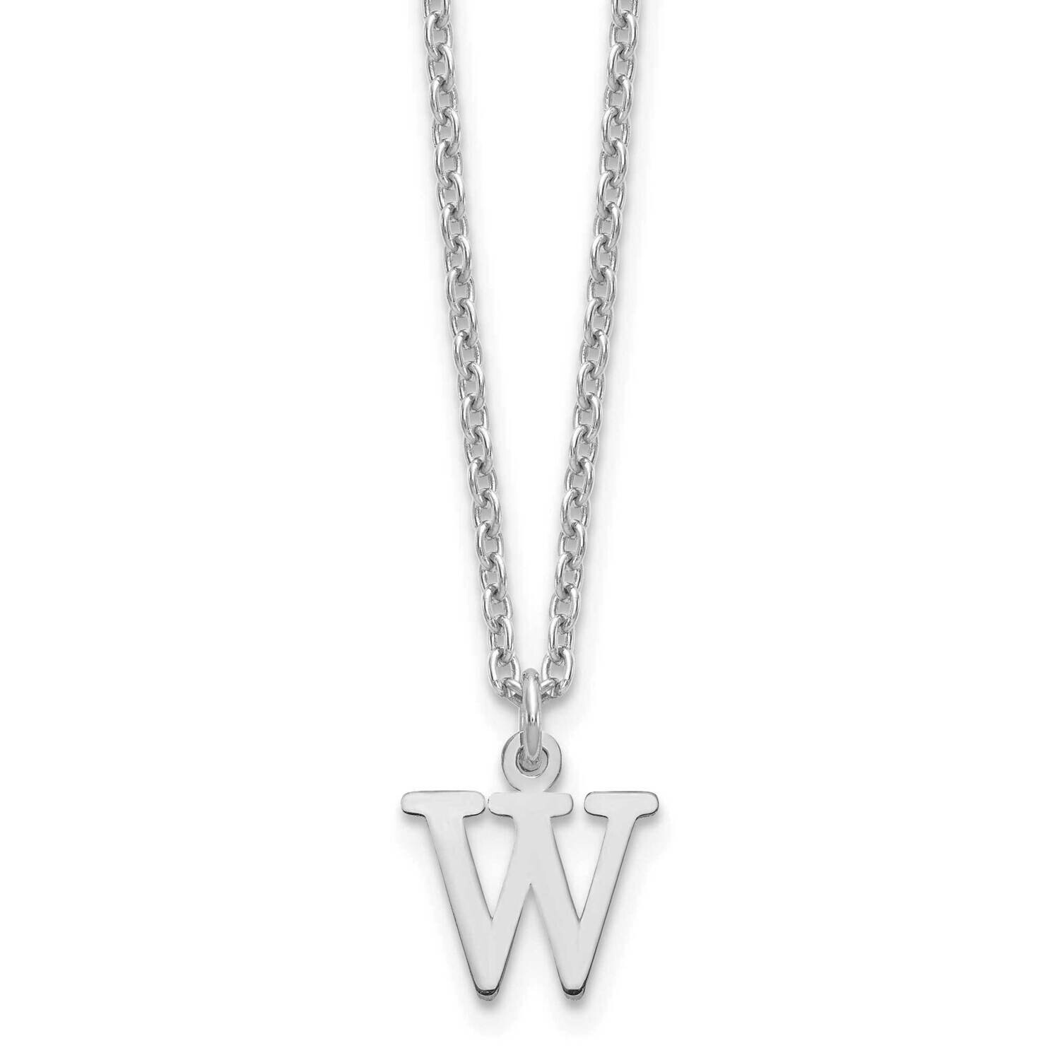 Cutout Letter W Initial Necklace Sterling Silver Rhodium-Plated XNA727SS/W