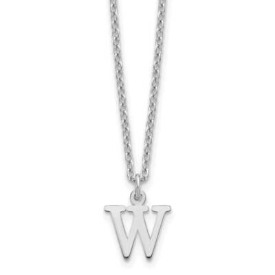Cutout Letter W Initial Necklace Sterling Silver Rhodium-Plated XNA727SS/W, MPN: XNA727SS/W,