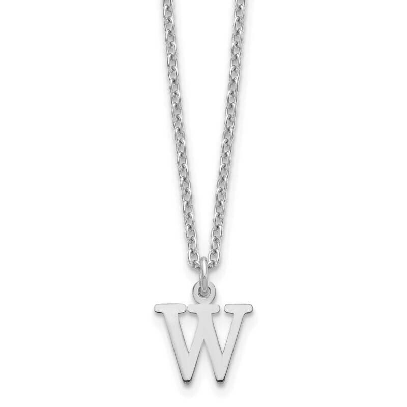 Cutout Letter W Initial Necklace Sterling Silver Rhodium-Plated XNA727SS/W
