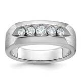 Ibgoodman Men&#39;s Polished Satin 5-Stone 1/2 Carat Aa Quality Diamond Ring 14k White Gold B63267-4WAA…