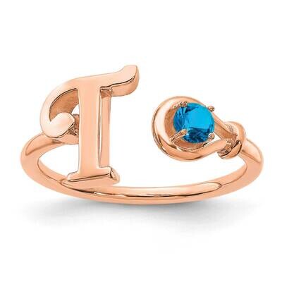Rose-Plated Letter T Birthstone Ring Sterling Silver XNR81TRP, MPN: XNR81TRP, 196904016251