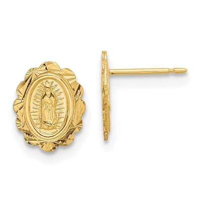 Diamond Cut Miraculous Medal Post Earrings 14k Gold YE2228, MPN: YE2228, 716838349395