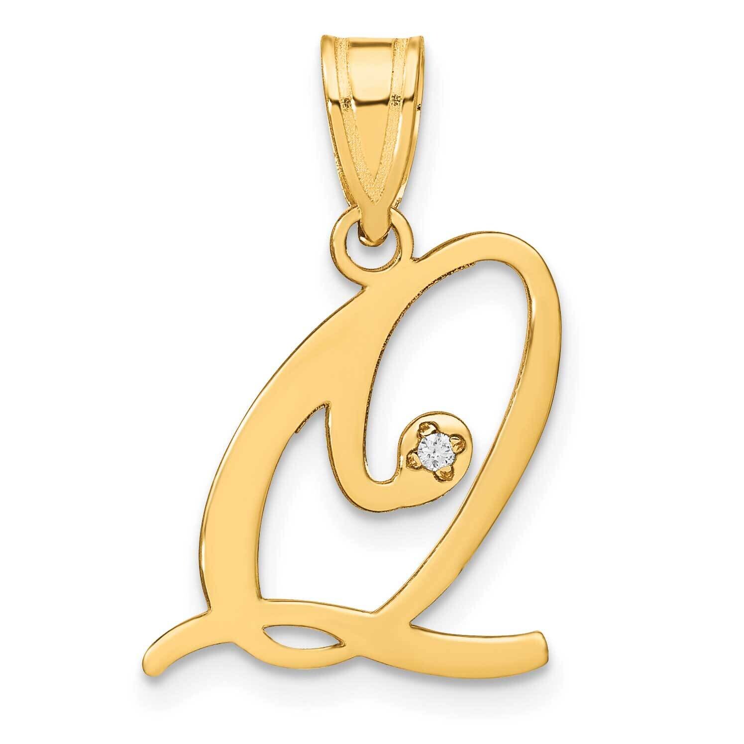 Script Letter Q Initial Pendant Diamond 14k Gold YC252Q, MPN: YC252Q,
