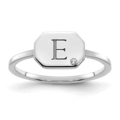 Initial Octagon Diamond Signet Ring 14k White Gold XNR127W, MPN: XNR127W, 196904020104