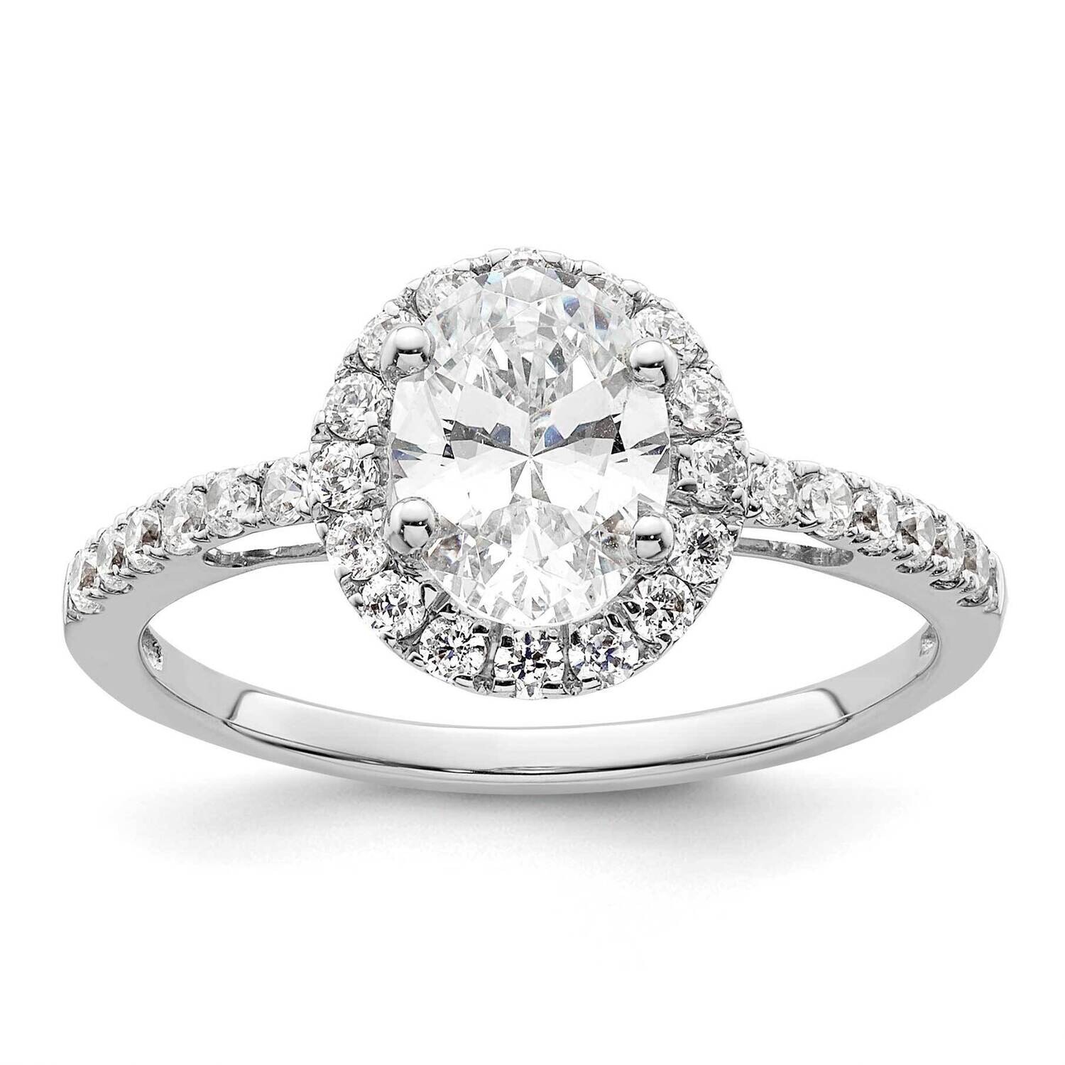 Halo Plus Holds 2 Carat 8.5X6.5mm Oval Center 3/8 Carat Diamond Semi-Mount Engagement Ring 14k Whit…