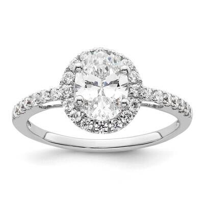 Halo Plus Holds 2 Carat 8.5X6.5mm Oval Center 3/8 Carat Diamond Semi-Mount Engagement Ring 14k Whit…