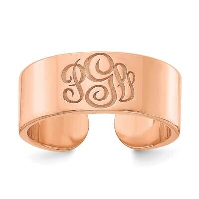 Rose-Plated Polished Cigar Style Monogram Ring Sterling Silver XNR92RP, MPN: XNR92RP,