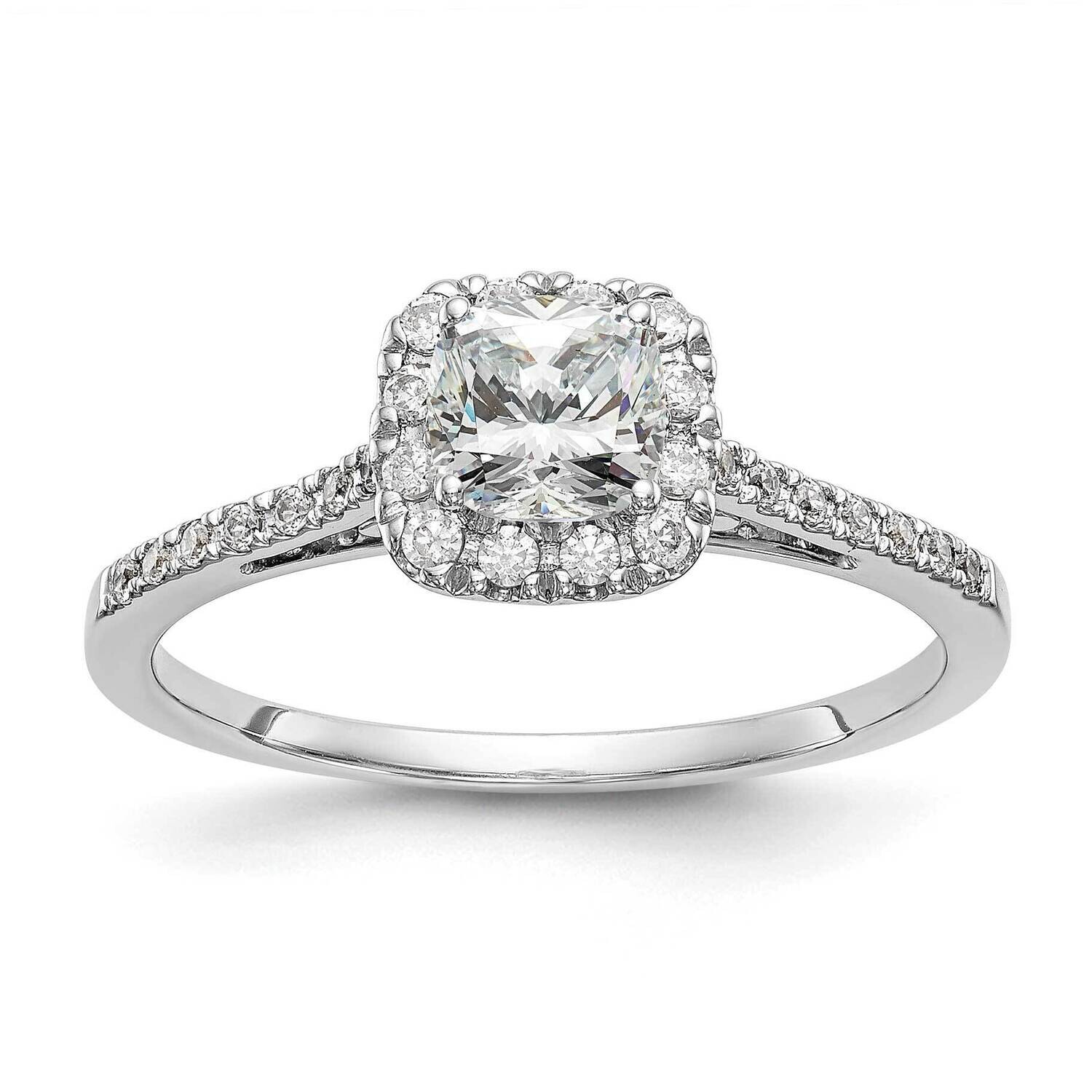 Halo Holds 1 Carat 5.3mm Cushion Center 1/4 Carat Diamond Semi-Mount Engagement Ring 14k White Gold…