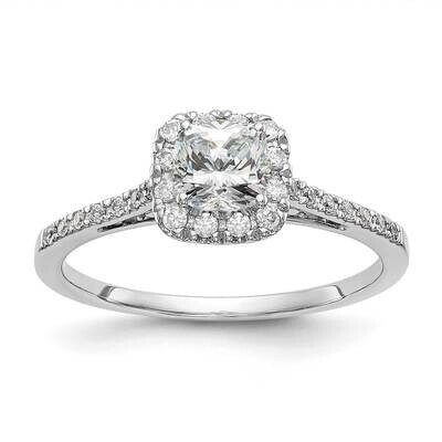 Halo Holds 1 Carat 5.3mm Cushion Center 1/4 Carat Diamond Semi-Mount Engagement Ring 14k White Gold…