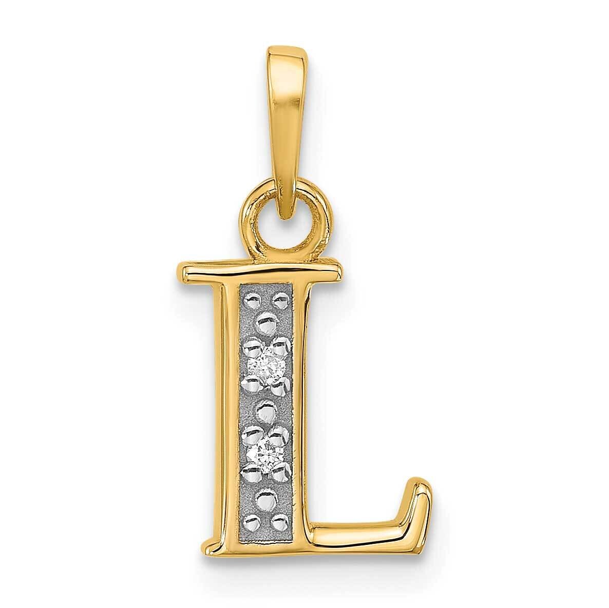 Diamond Letter L Initial Pendant 14k Gold With Rhodium YC1541L, MPN: YC1541L,