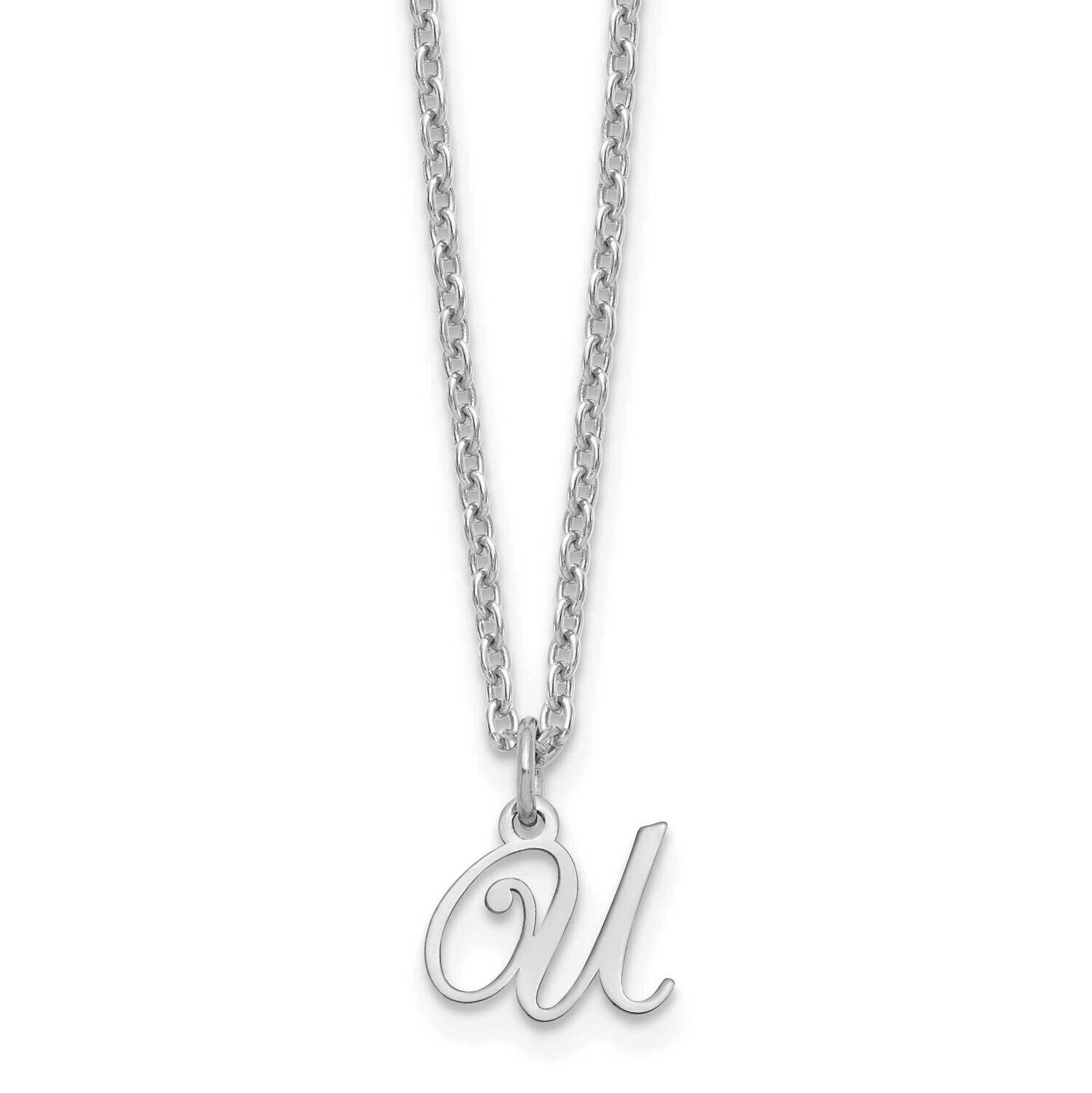 Letter U Initial Necklace Sterling Silver Rhodium-Plated XNA756SS/U, MPN: XNA756SS/U,
