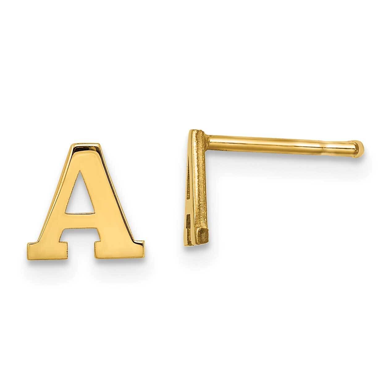 Gold-Plated Letter A Initial Post Earrings Sterling Silver XNE46GP/A