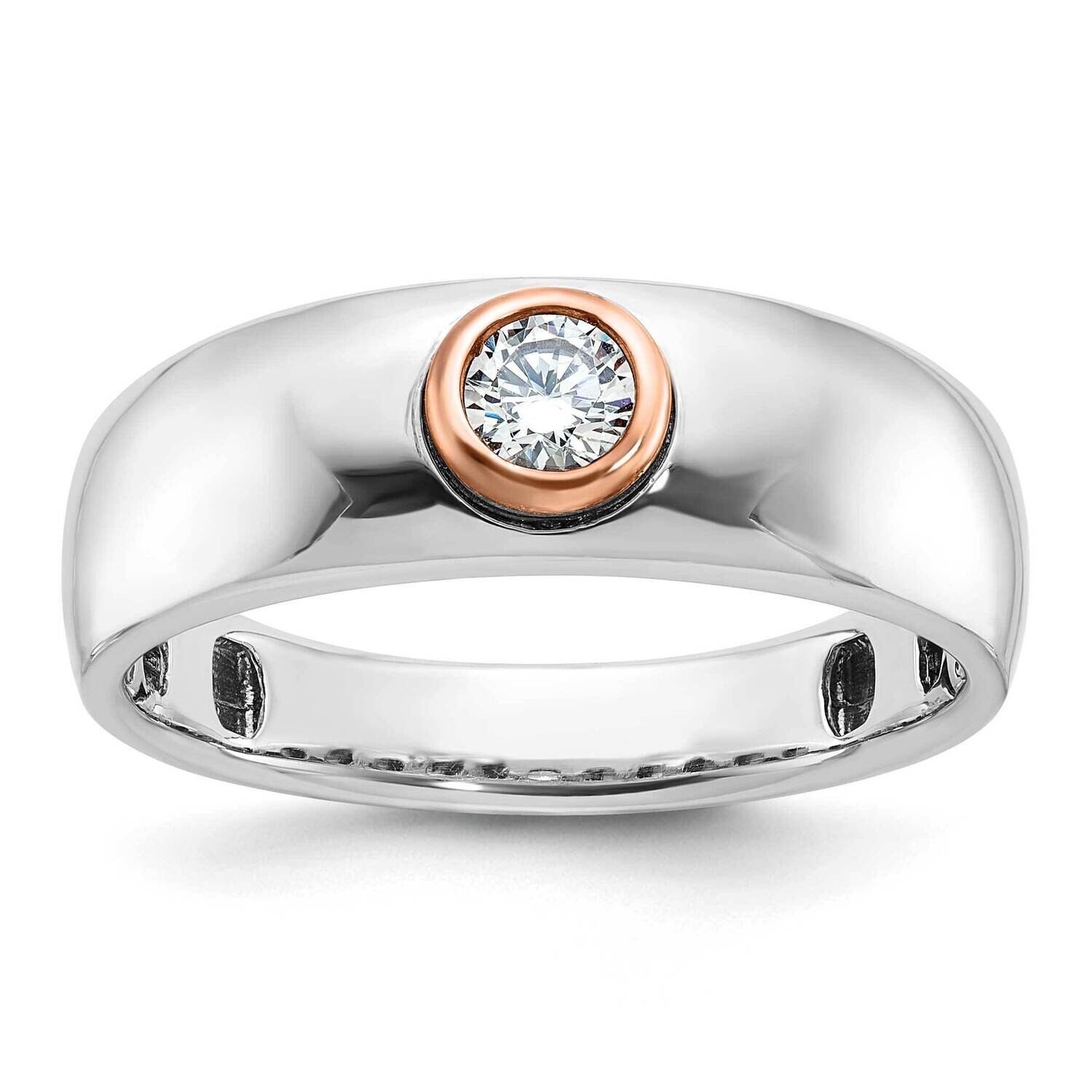 White/Rose Gold Ibgoodman Men&#39;s 1/4 Carat Diamond Complete Ring 14k Two-Tone Gold B63980-4WRAA by I…
