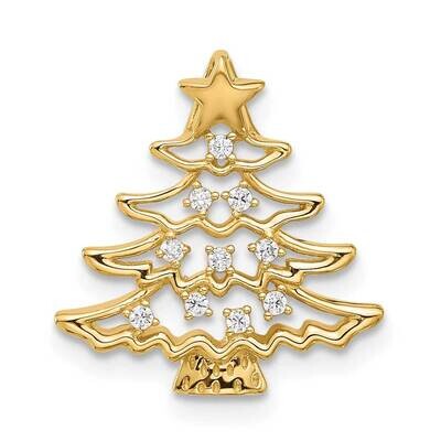 CZ Christmas Tree Chain Slide Pendant 14k Polished Gold YC1568, MPN: YC1568, 196904147344