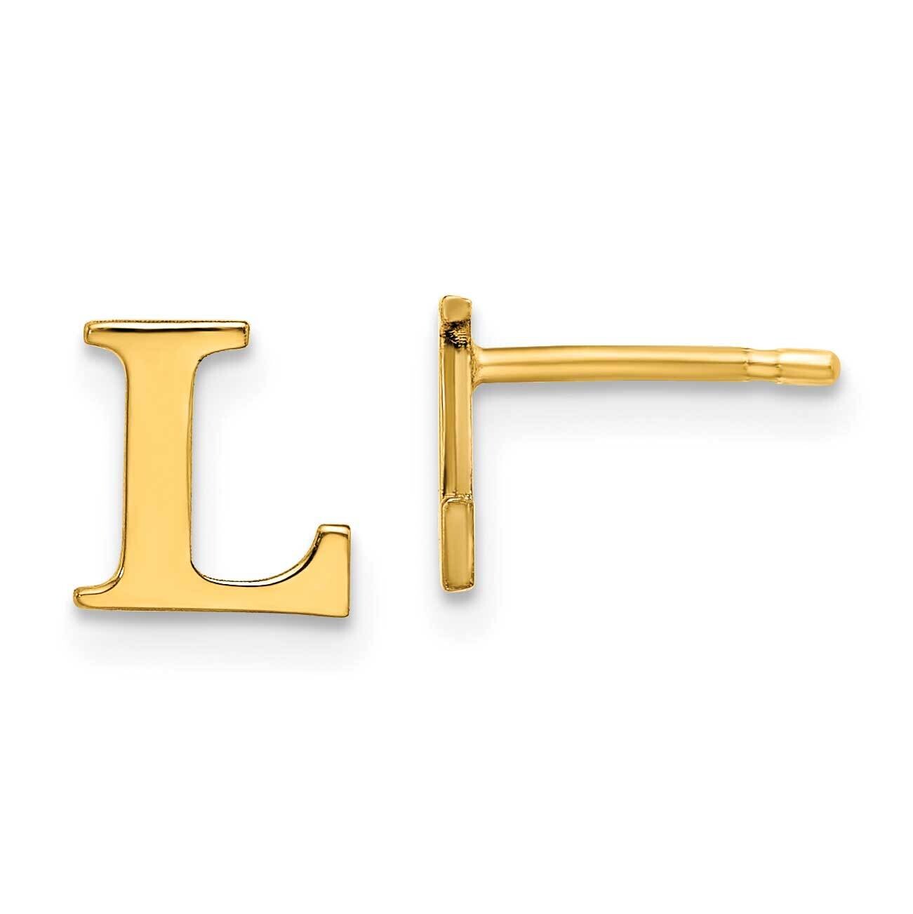 Gold-Plated Letter L Initial Post Earrings Sterling Silver XNE46GP/L, MPN: XNE46GP/L,