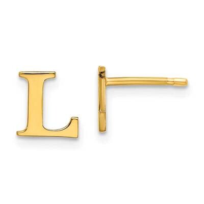 Gold-Plated Letter L Initial Post Earrings Sterling Silver XNE46GP/L, MPN: XNE46GP/L,