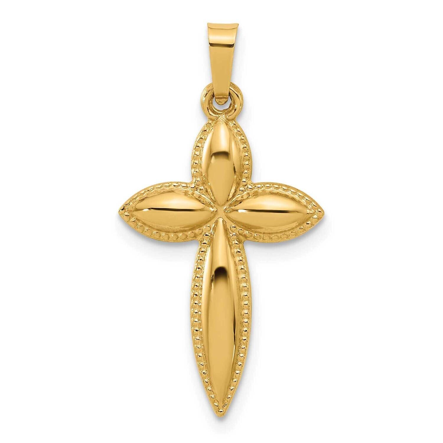 Beaded Hollow Edge Passion Cross Pendant 14k Polished Gold XR2085 by Men&#39;s Jewelry and Accessories,…