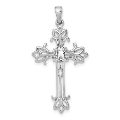 5X3mm Oval Cubic Zirconia Cross Pendant 14k White Gold XP1775WCZ, MPN: XP1775WCZ, 883957172347