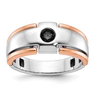 White/Rose Gold Ibgoodman Men&#39;s 1/4 Carat Black Diamond Complete Ring 14k Two-Tone Gold B63976-4WRA…