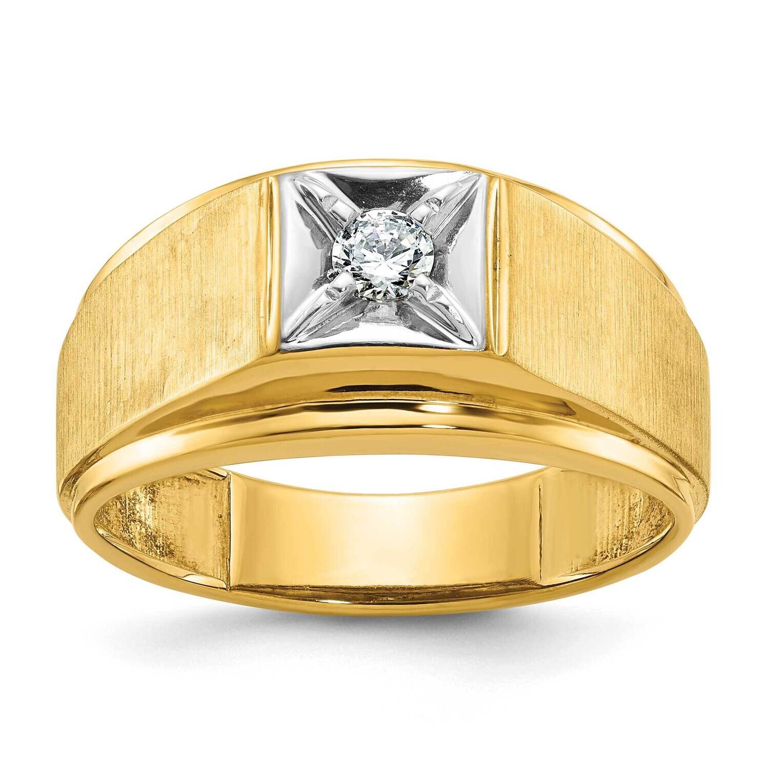 Ibgoodman Men&#39;s Polished Satin 1/6 Carat Diamond Complete Ring 14k Two-Tone Gold B05502-4YWAA by IB…