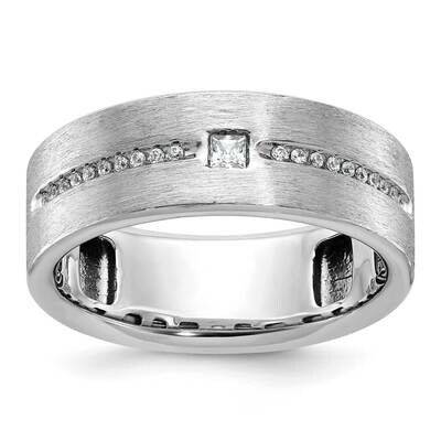 Ibgoodman Men&#39;s Polished Satin 1/5 Carat Aa Quality Diamond Ring 14k White Gold B63650-4WAA by IBGo…