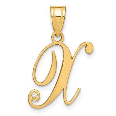 Script Letter X Initial Pendant Diamond 14k Gold YC252X, MPN: YC252X,