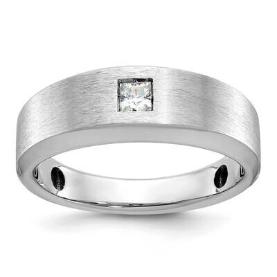 Ibgoodman Men&#39;s Polished Satin 1/6 Carat Diamond Complete Ring 14k White Gold B63683-4WAA by IBGood…