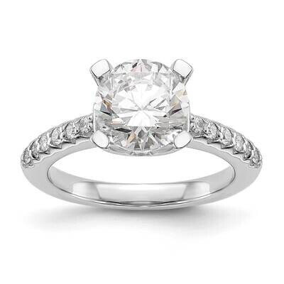 Holds 2 Carat 8.00mm Round Center 1/8 Carat Diamond Semi-Mount Engagement Ring 14k White Gold RM260…