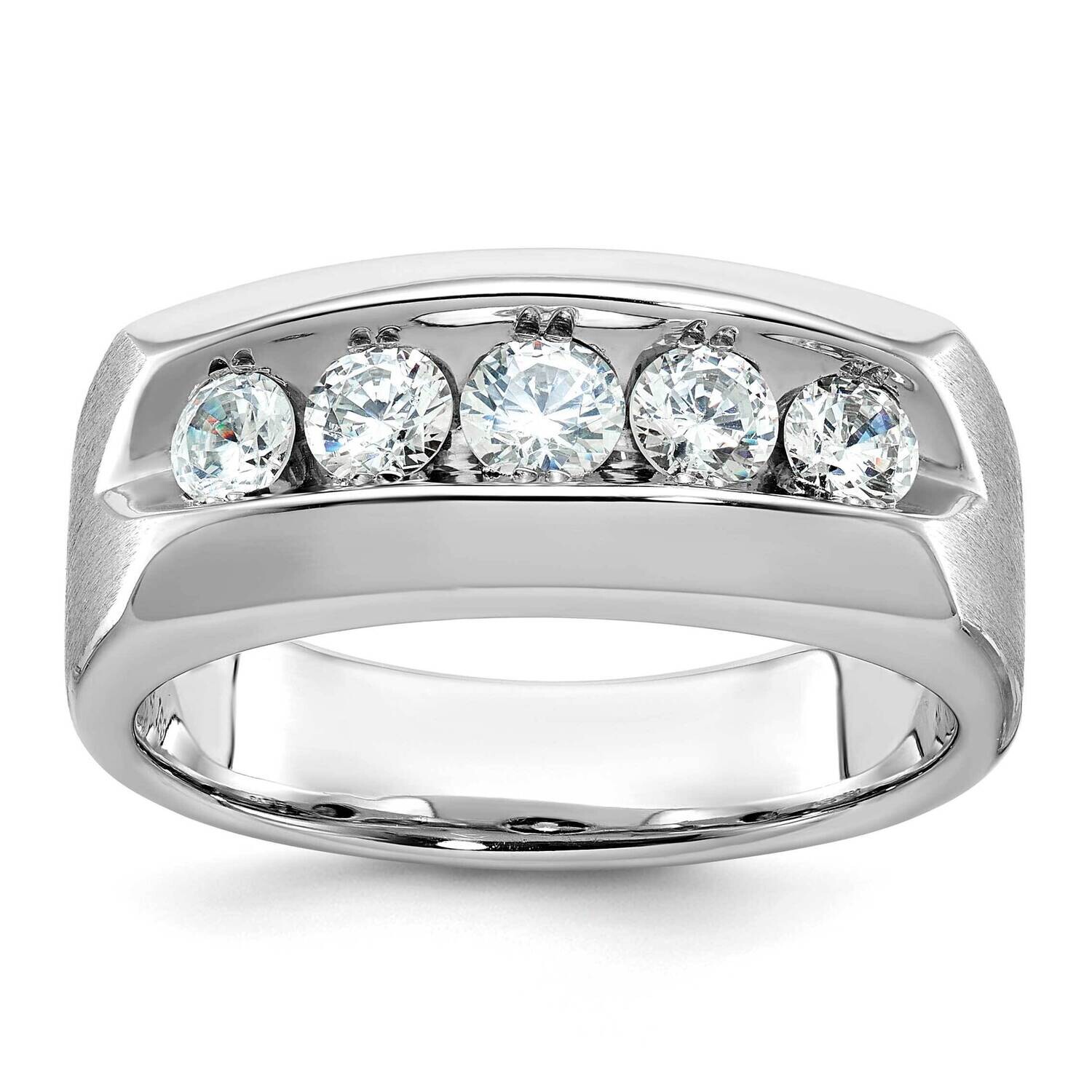 Ibgoodman Men's Polished Satin 5-Stone 1 Carat Aa Quality Diamond Ring 14k White Gold B63268-4WAA