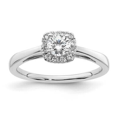 Halo Holds 3/8 Carat 4.6mm Round Center 1/8 Carat Diamond Semi-Mount Engagement Ring 14k White Gold…