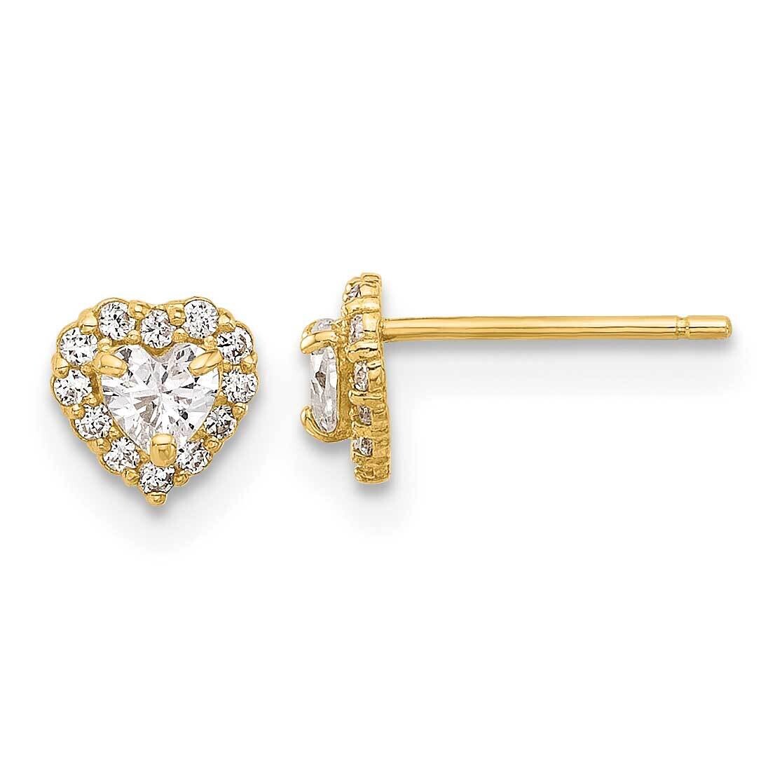 CZ Heart Post Earrings 14k Gold YE2191, MPN: YE2191,