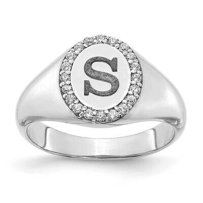 Initial Oval Diamond Classic Signet Ring 14k White Gold XNR107W, MPN: XNR107W, 196904021408