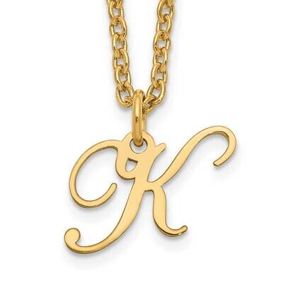 Gold-Plated Letter K Initial Necklace Sterling Silver XNA756GP/K, MPN: XNA756GP/K,