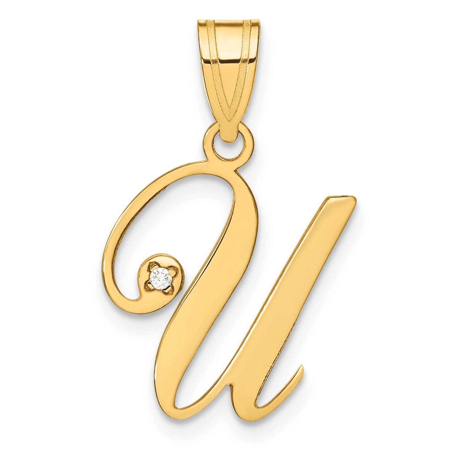 Script Letter U Initial Pendant Diamond 14k Gold YC252U, MPN: YC252U,