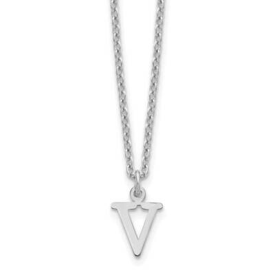 Cutout Letter V Initial Necklace Sterling Silver Rhodium-Plated XNA727SS/V, MPN: XNA727SS/V,