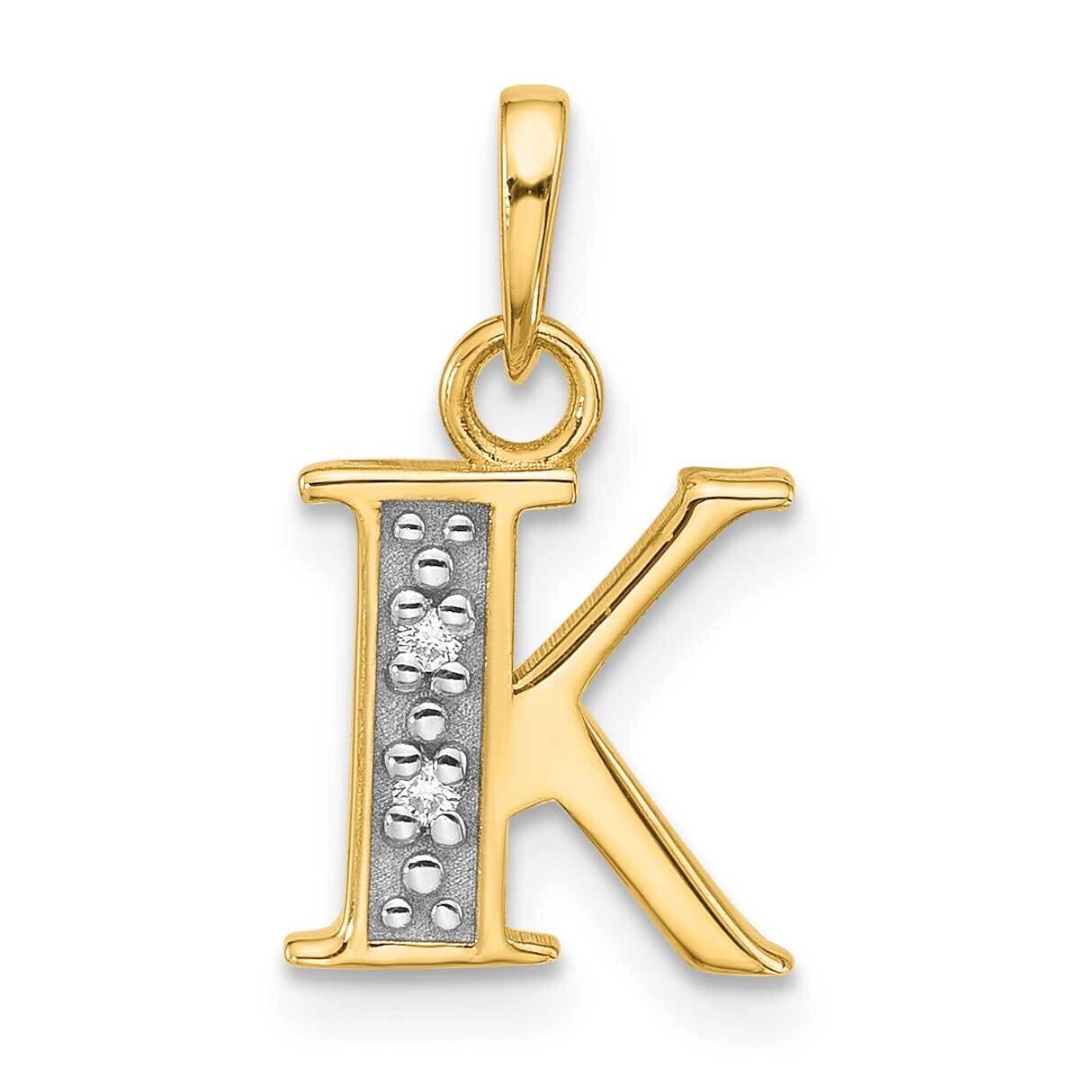 Diamond Letter K Initial Pendant 14k Gold With Rhodium YC1541K, MPN: YC1541K,