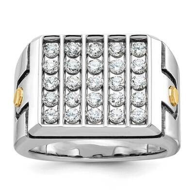 Ibgoodman Black Rhodium Men&#39;s Polished Grooved 5-Row 1 3/4 Carat Aa Quality Diamond Cluster Ring 14…