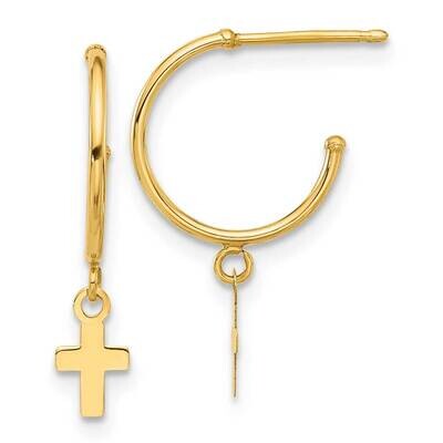 Hoop Cross Post Earrings 14k Polished Gold YE2223, MPN: YE2223, 716838383337