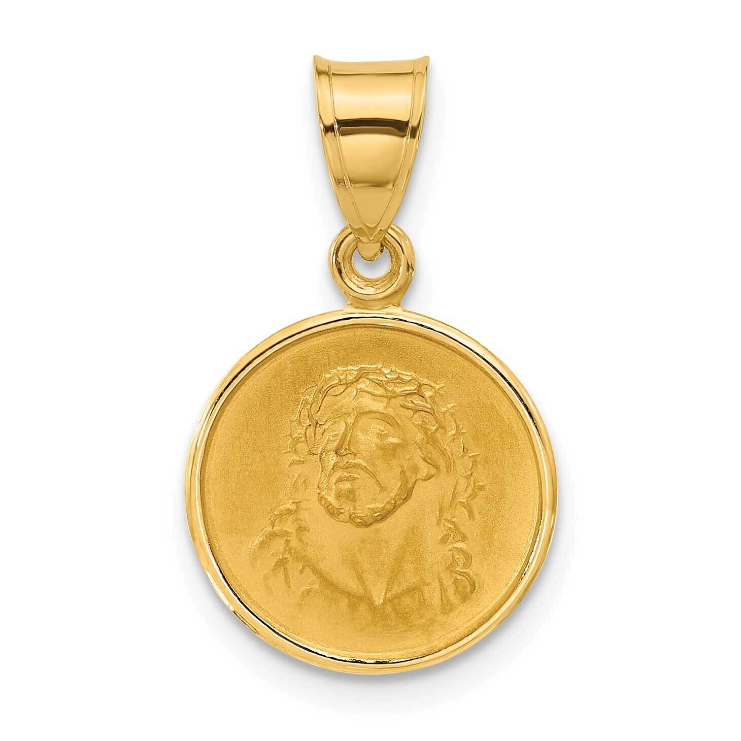 Satin Solid Face Of Jesus Medal 14k Polished Gold XR2098
