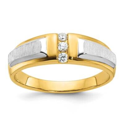 Ibgoodman Men&#39;s Polished Satin 3-Stone 1/8 Carat Aa Quality Diamond Ring 14k Two-Tone Gold B63233-4…