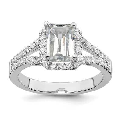 Halo Plus Holds 1.5 Carat 8X6mm Emerald-Cut Center 1/2 Carat Diamond Semi-Mount Engagement Ring 14k…