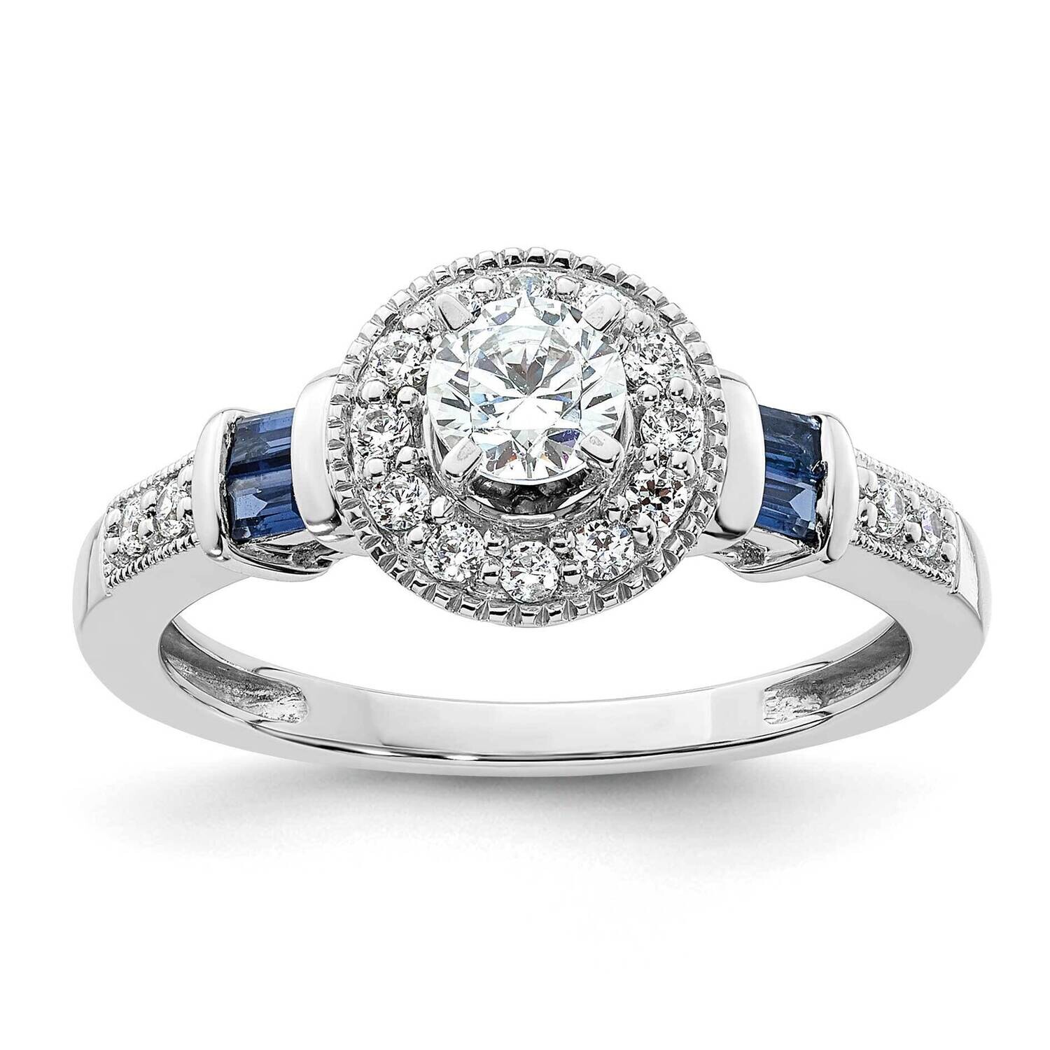 Halo Plus Holds 3/8 Carat 4.5mm Round Center 1/5 Carat Diamond Sapphire Semi-Mount Engagement Ring …
