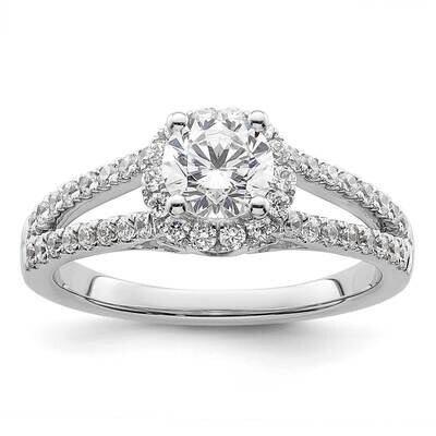 Halo Plus Holds 3/4 Carat 5.8mm Round Center 1/2 Carat Diamond Semi-Mount Engagement Ring 14k White…