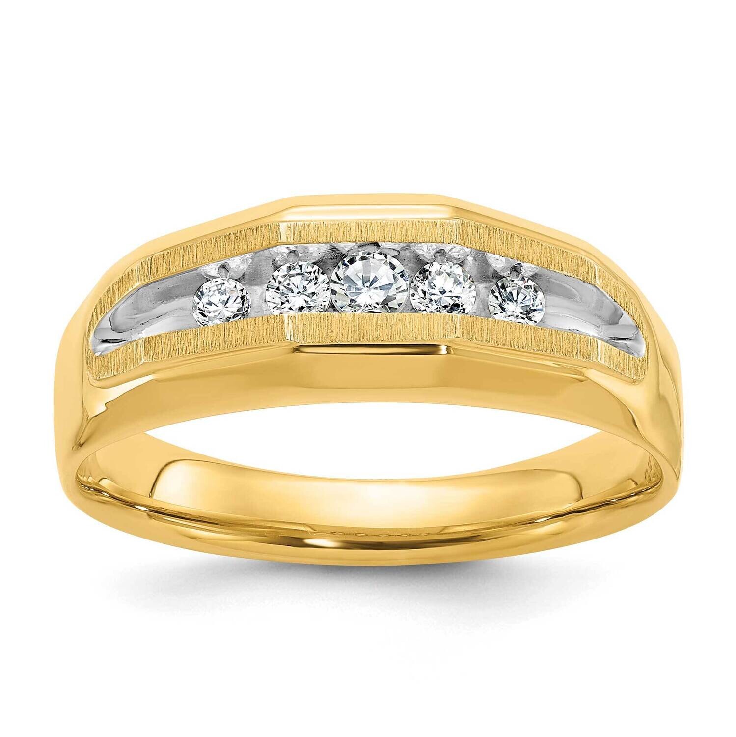 Ibgoodman Men&#39;s Polished Satin 5-Stone 1/4 Carat Aa Quality Diamond Ring 14k Gold White Rhodium B56…